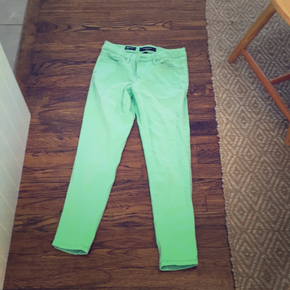 Mint green cropped skinny pants
